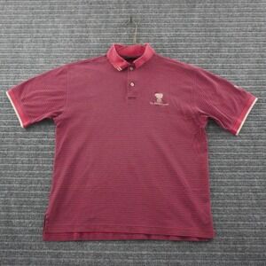 Ashworth Polo Shirt Mens Medium Red Striped The Rawls Course Texas Tech Golf